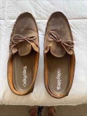 Men's Brown Leather Moc Toe Slip-On Loafers
